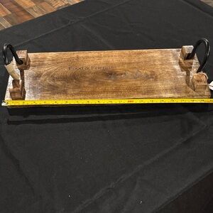 Thirty-One Wooden Serving Tray with Black Handles